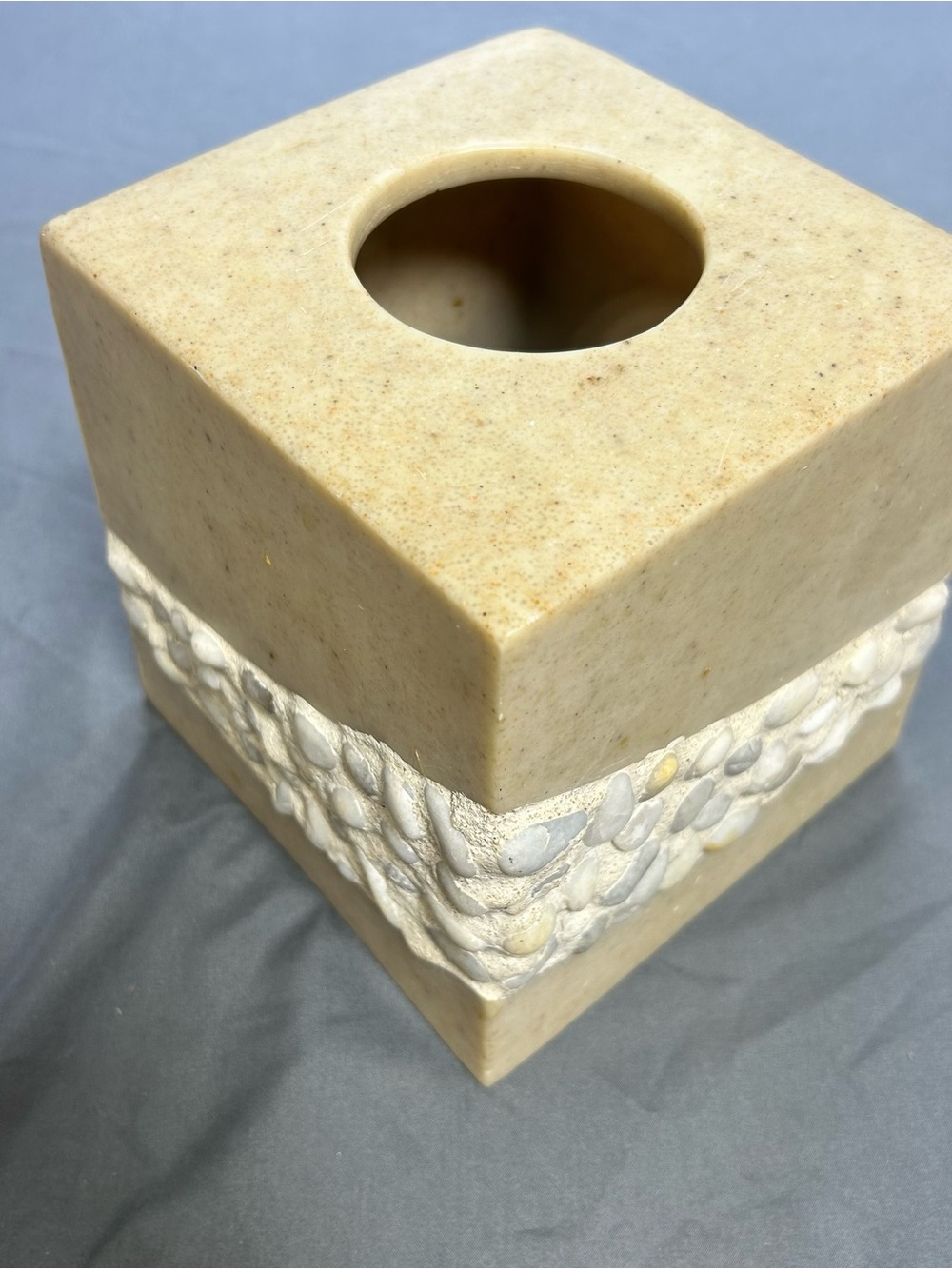 Veratex Really Stone Beige Square Tissue Box Cover Heavy Natural Bathroom Decor
